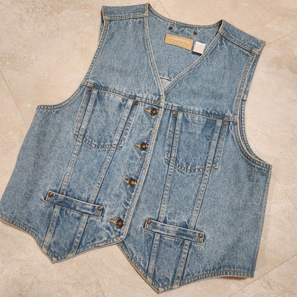 Liz Claiborne Light Blue Denim Vest
